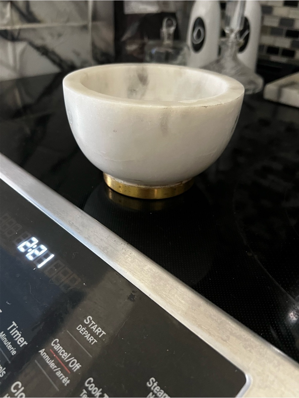 White Marble Bowl with Gold Base